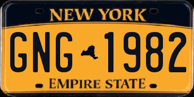 NY license plate GNG1982