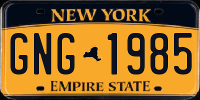 NY license plate GNG1985