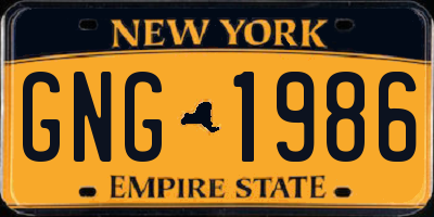 NY license plate GNG1986