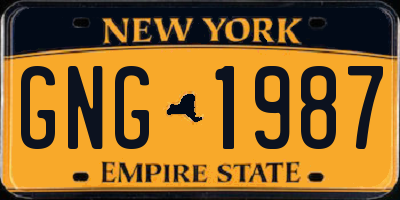 NY license plate GNG1987