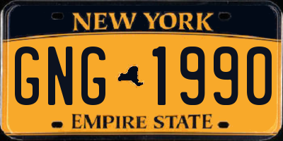 NY license plate GNG1990