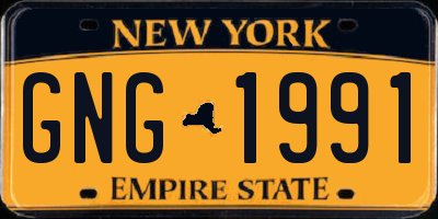 NY license plate GNG1991