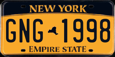 NY license plate GNG1998