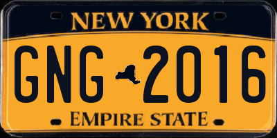 NY license plate GNG2016