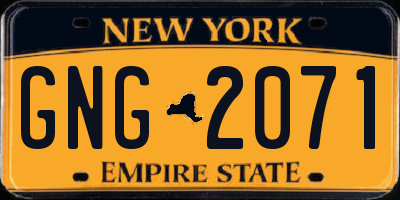 NY license plate GNG2071