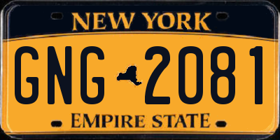 NY license plate GNG2081