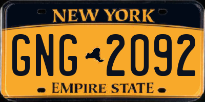 NY license plate GNG2092