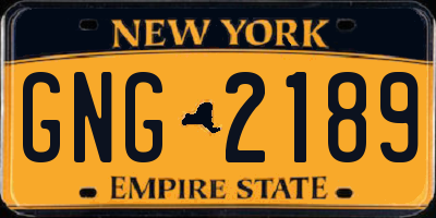 NY license plate GNG2189