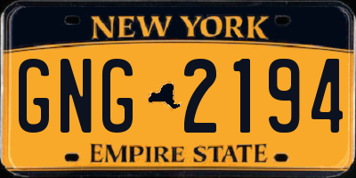 NY license plate GNG2194