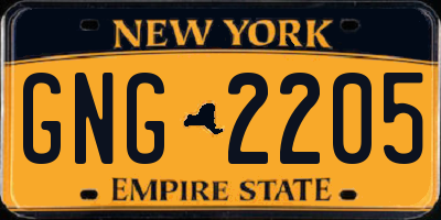 NY license plate GNG2205