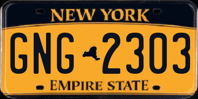 NY license plate GNG2303