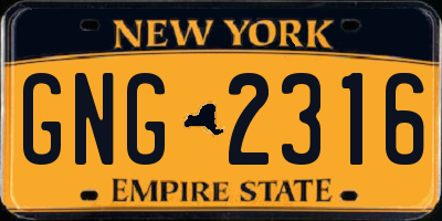 NY license plate GNG2316