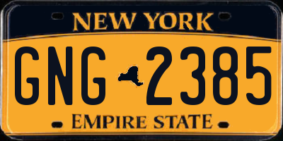 NY license plate GNG2385