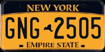 NY license plate GNG2505