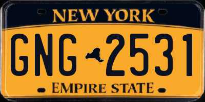 NY license plate GNG2531
