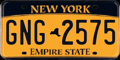 NY license plate GNG2575