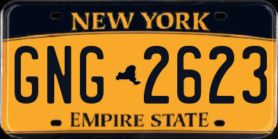 NY license plate GNG2623