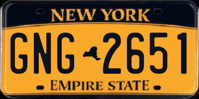 NY license plate GNG2651