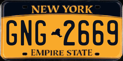 NY license plate GNG2669