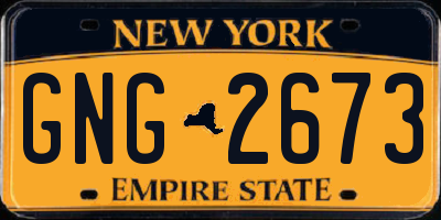 NY license plate GNG2673