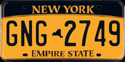 NY license plate GNG2749