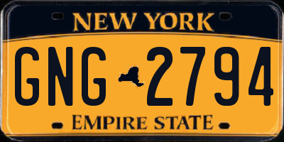 NY license plate GNG2794