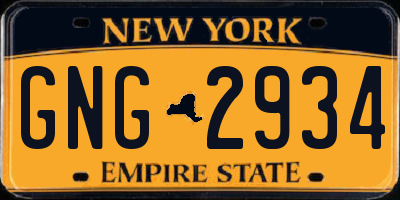 NY license plate GNG2934