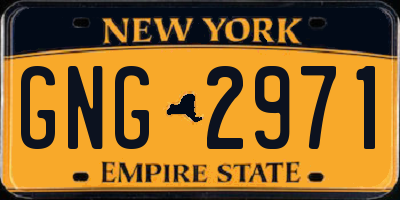 NY license plate GNG2971