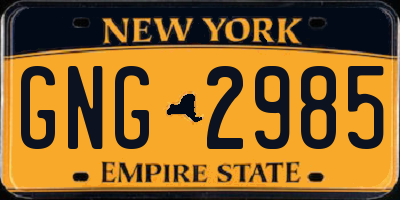 NY license plate GNG2985