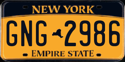 NY license plate GNG2986