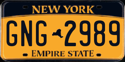 NY license plate GNG2989