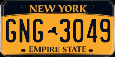 NY license plate GNG3049