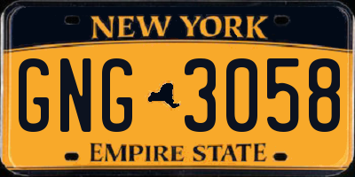 NY license plate GNG3058