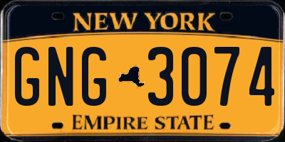 NY license plate GNG3074