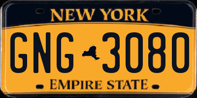NY license plate GNG3080