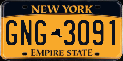 NY license plate GNG3091