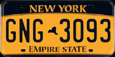 NY license plate GNG3093