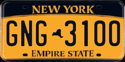 NY license plate GNG3100