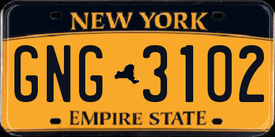 NY license plate GNG3102