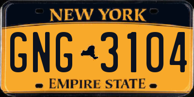 NY license plate GNG3104