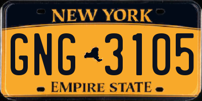 NY license plate GNG3105