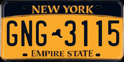 NY license plate GNG3115