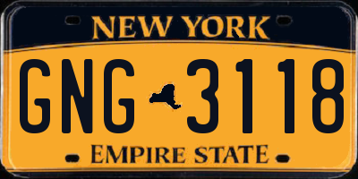 NY license plate GNG3118