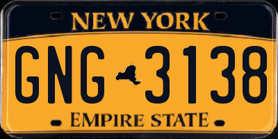 NY license plate GNG3138
