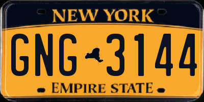 NY license plate GNG3144