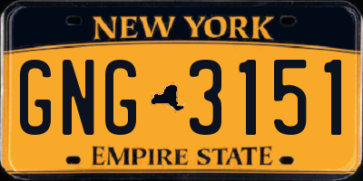 NY license plate GNG3151