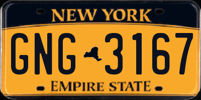 NY license plate GNG3167
