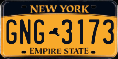 NY license plate GNG3173