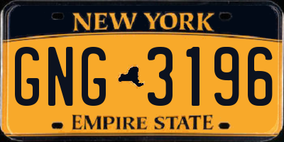 NY license plate GNG3196