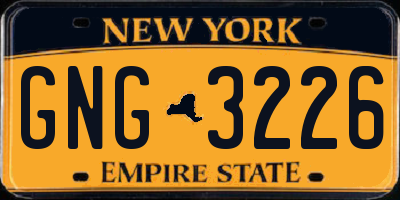 NY license plate GNG3226